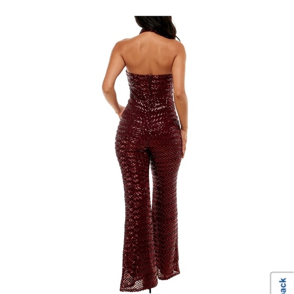 Pants u0026 Jumpsuits | Premier Amour Sleeveless Sequin Burgundy Jumpsuit |  Poshmark